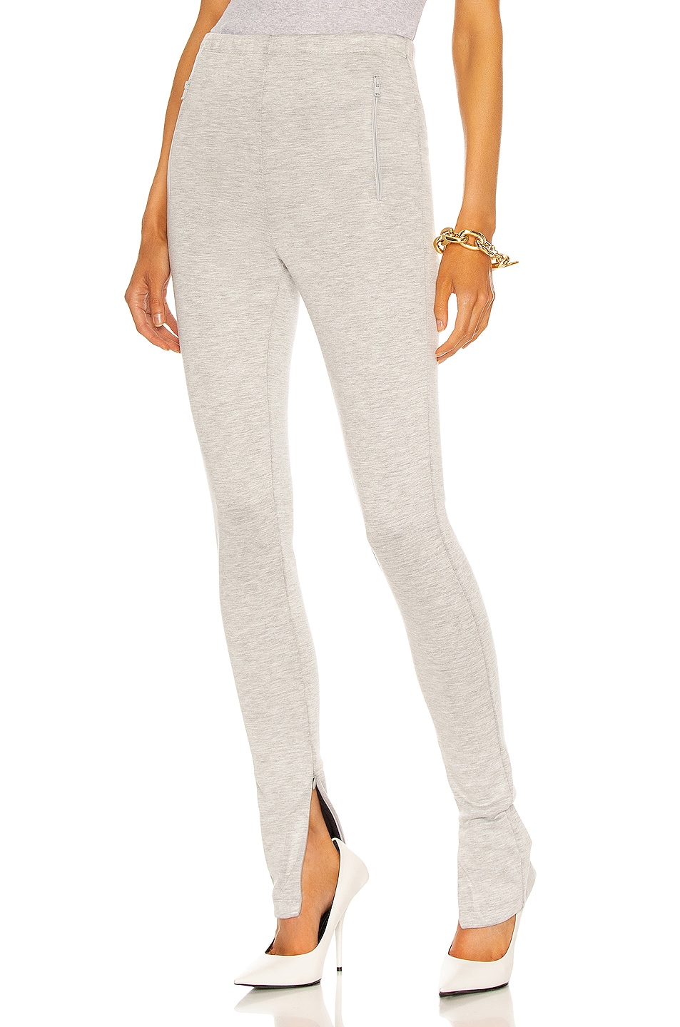 WARDROBE.NYC Side Zip Legging in Grey Marl FWRD