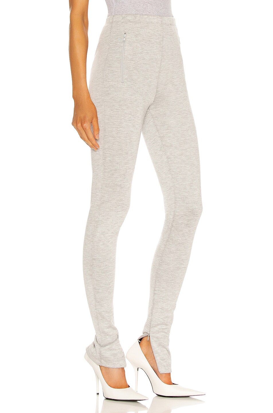 WARDROBE.NYC Side Zip Legging in Grey Marl FWRD