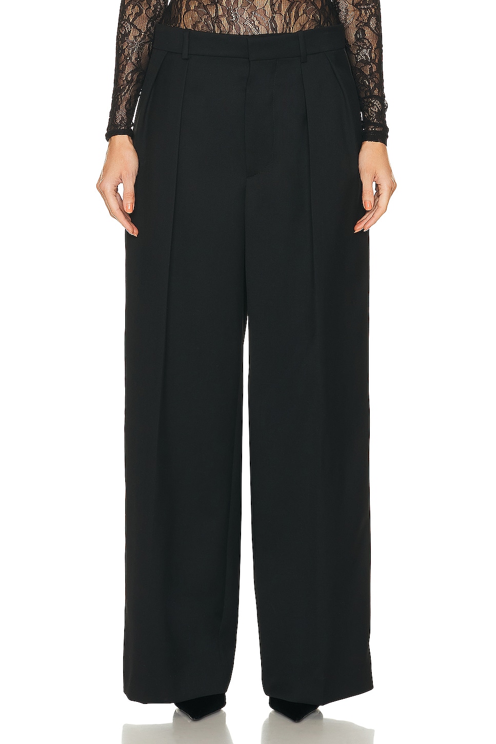 Image 1 of WARDROBE.NYC Low Rise Tuxedo Trouser in Black