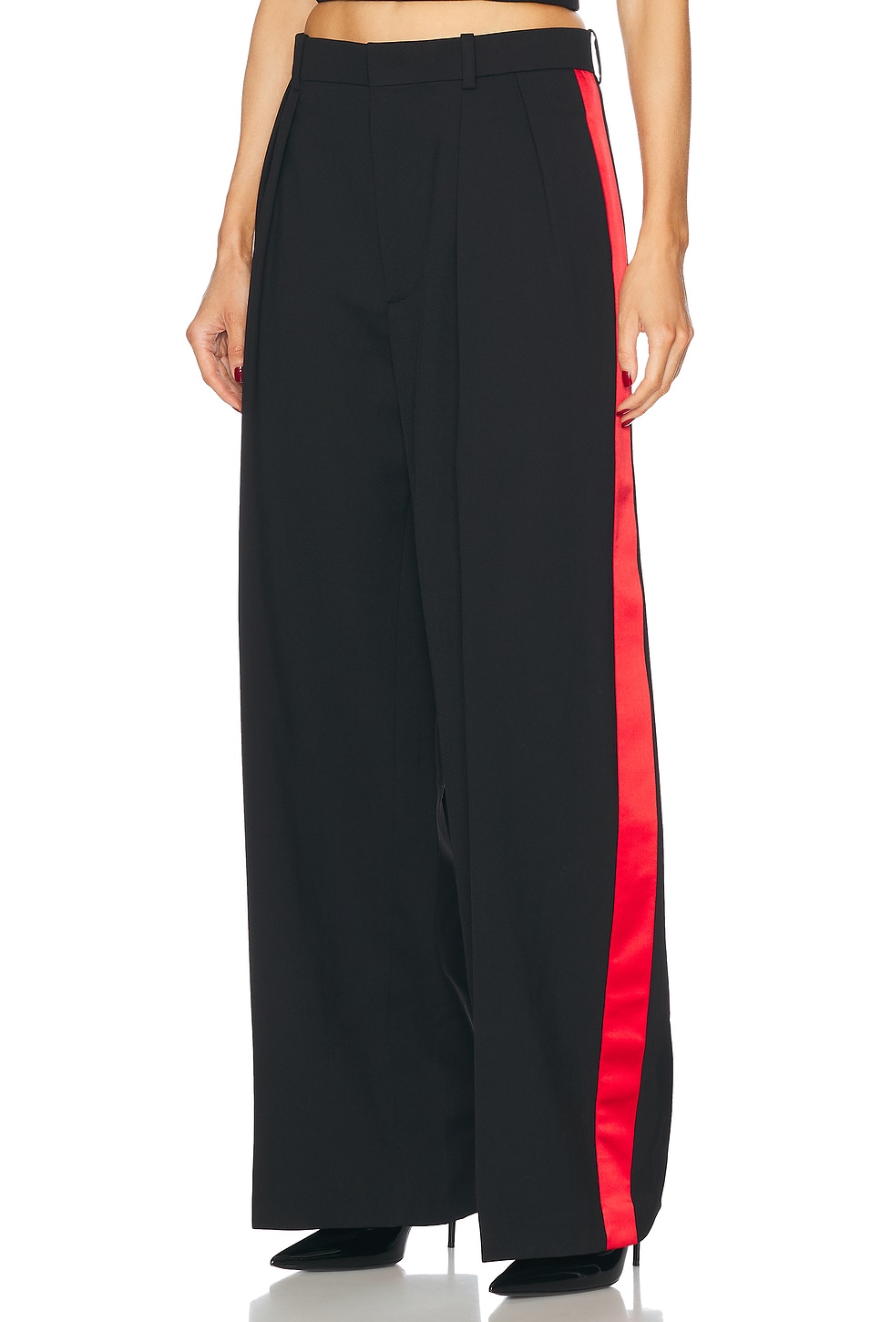 Low Rise Tuxedo Trouser in Black