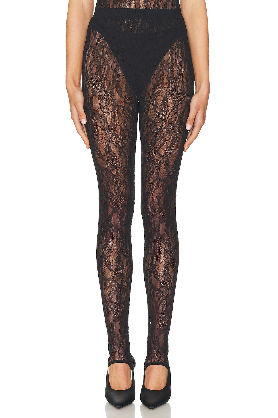 WARDROBE.NYC LACE STIRRUP LEGGING 