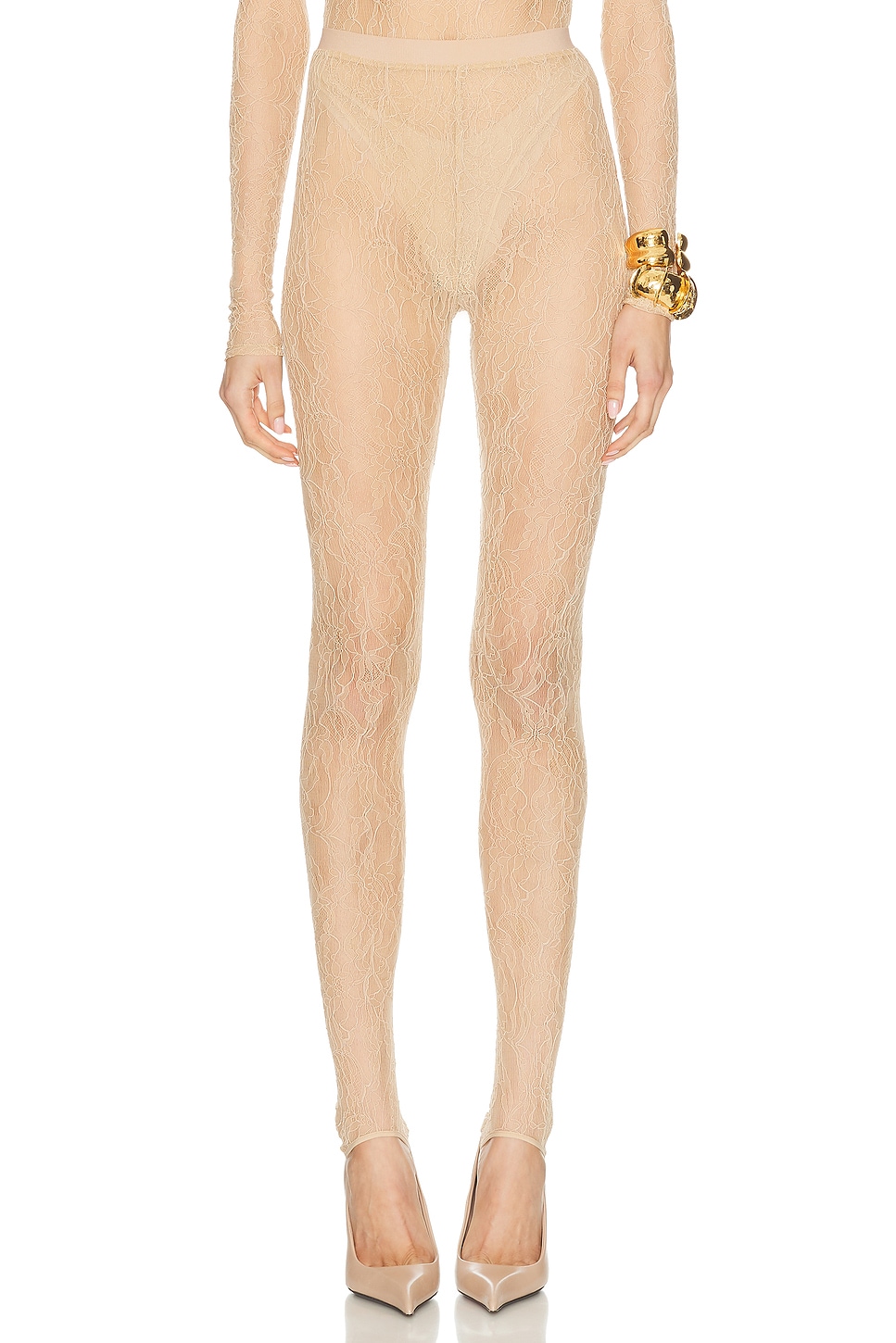 Image 1 of WARDROBE.NYC Lace Stirrup Legging in Khaki