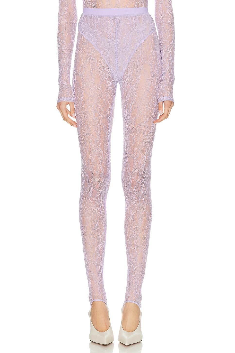 Image 1 of WARDROBE.NYC Lace Stirrup Legging in Lilac