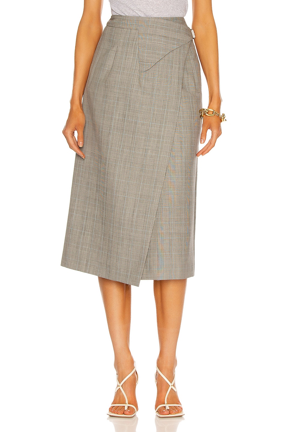 Image 1 of WARDROBE.NYC Wrap Midi Skirt in Prince of Wales
