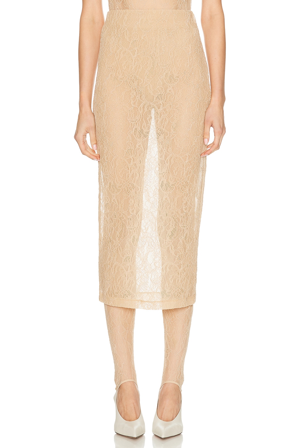 Wardrobe.nyc Lace Tube Skirt In Brown