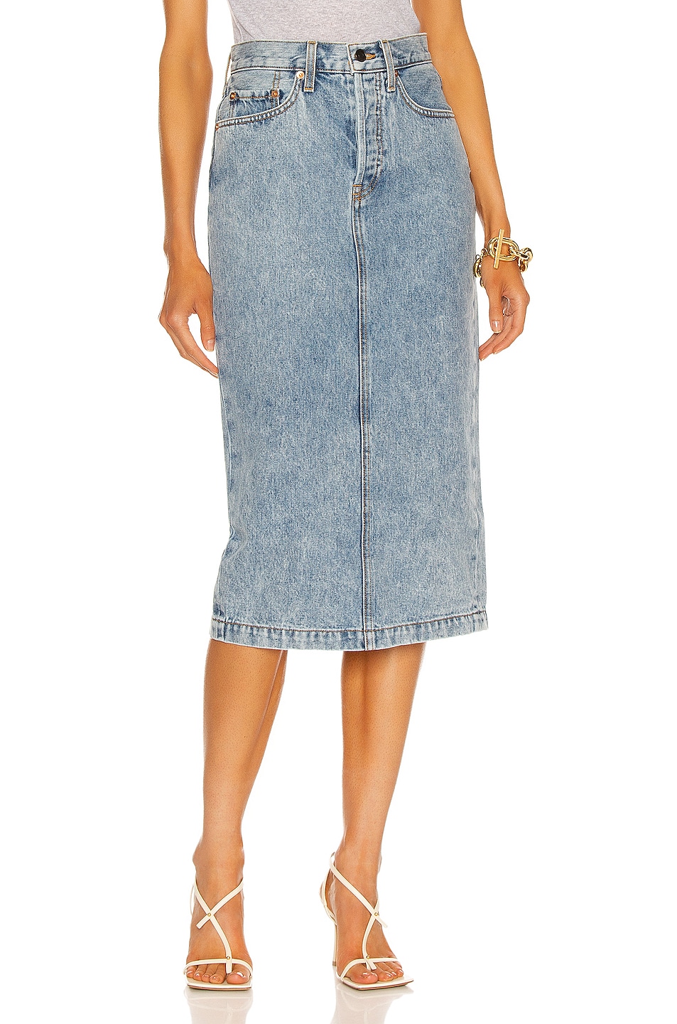 Image 1 of WARDROBE.NYC Denim Midi Skirt in Blue
