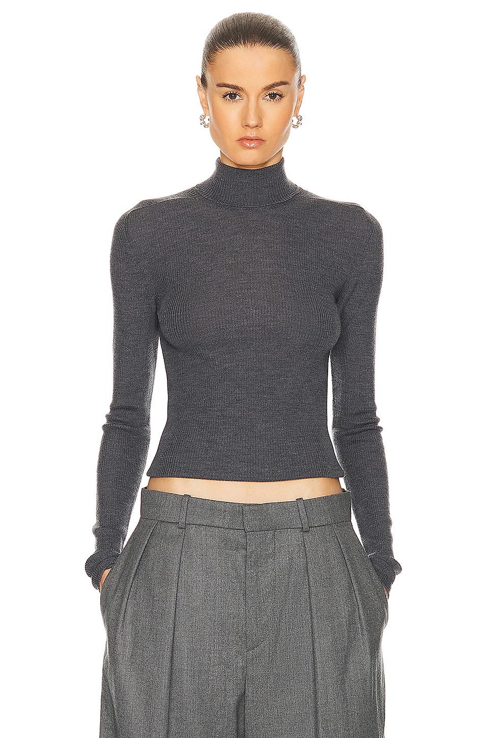 Image 1 of WARDROBE.NYC Turtleneck Top in Charcoal