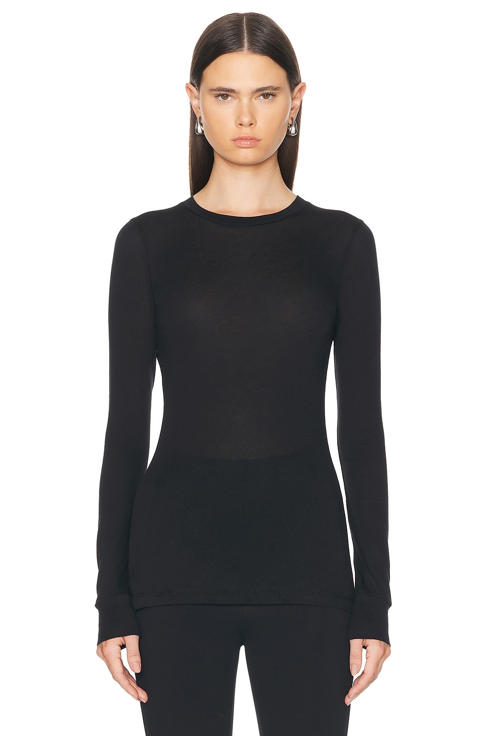 Image 1 of WARDROBE.NYC Fitted Long Sleeve Top in Black