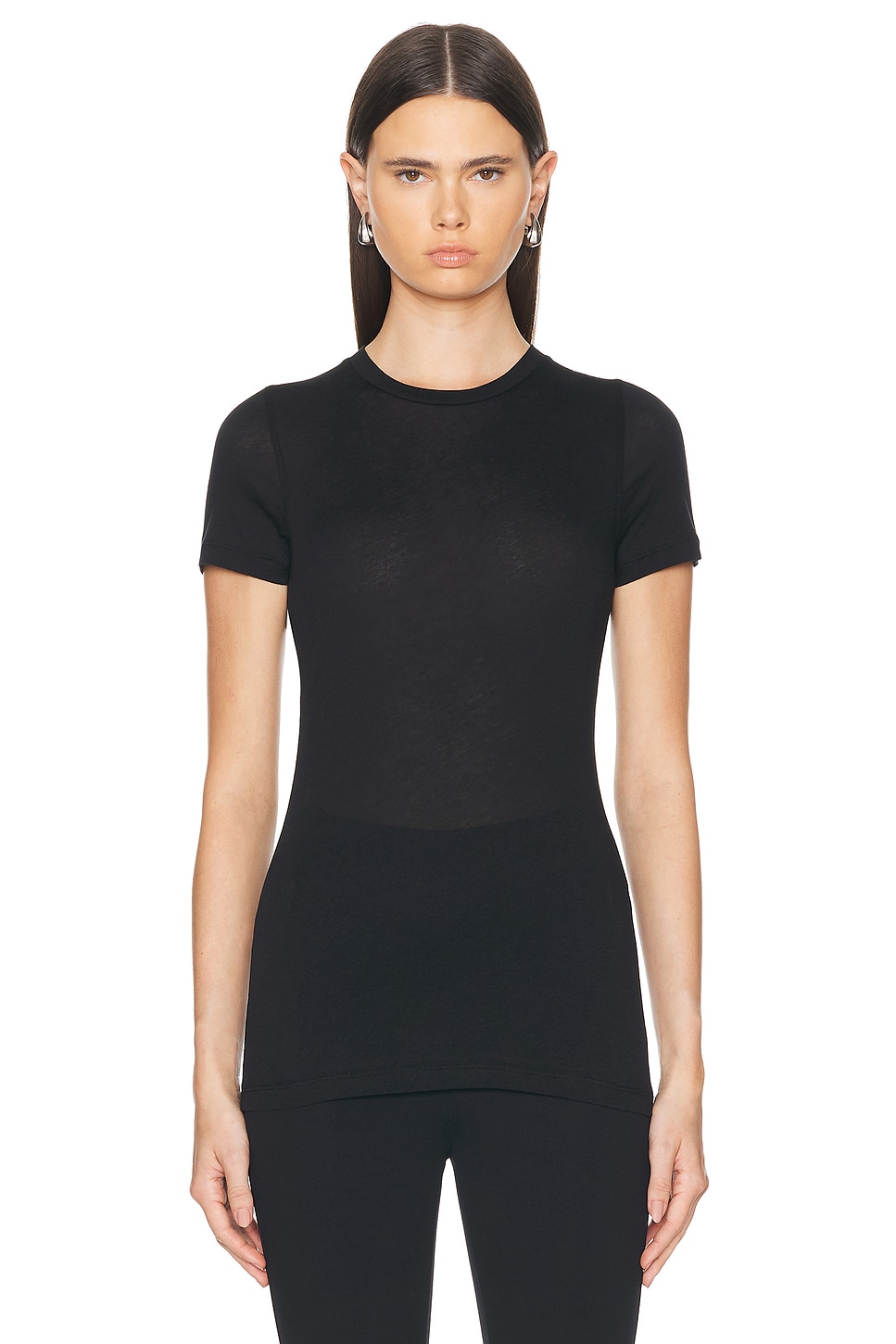 Image 1 of WARDROBE.NYC Fitted Short Sleeve Top in Black
