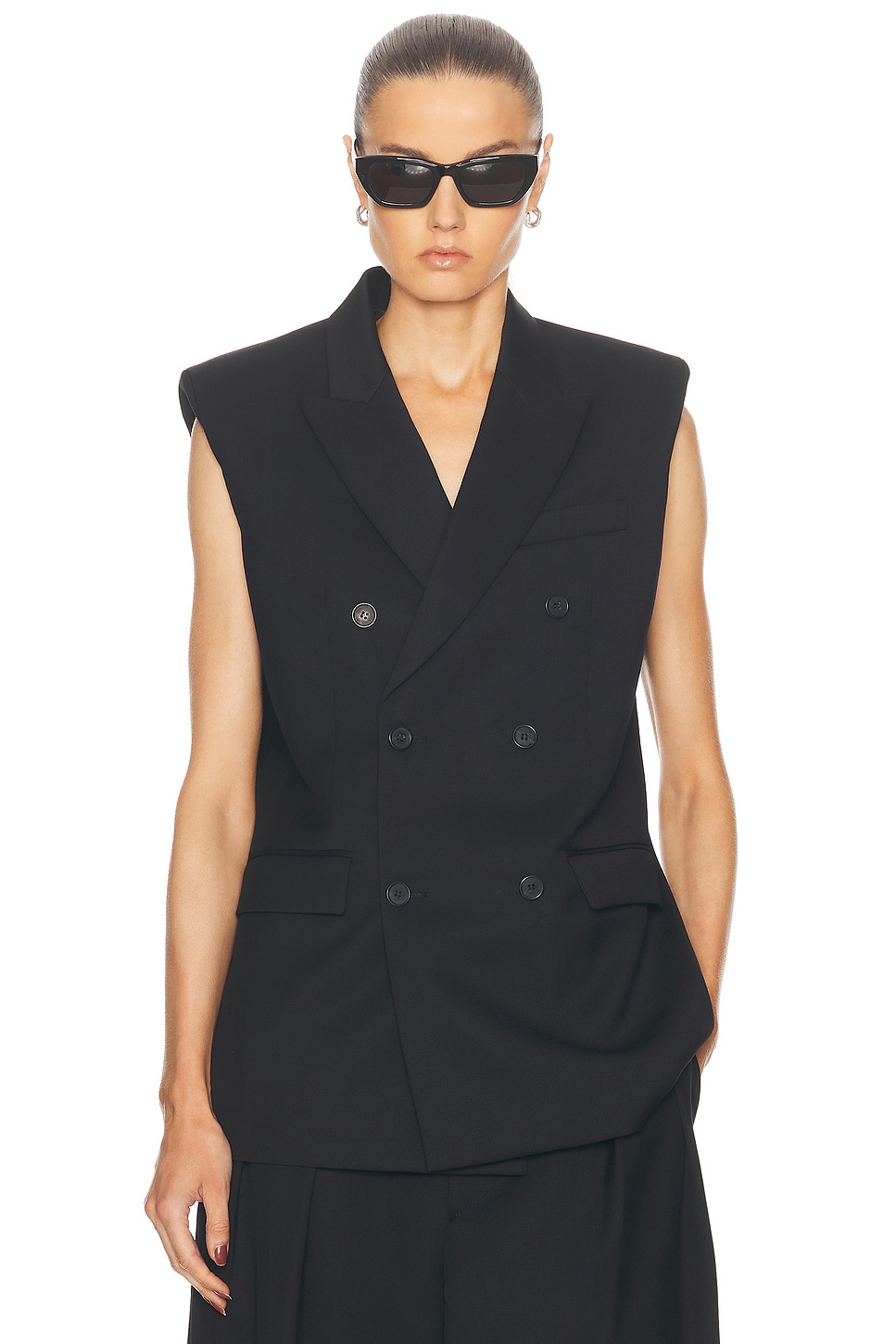 Image 1 of WARDROBE.NYC Double Breasted Vest in Black