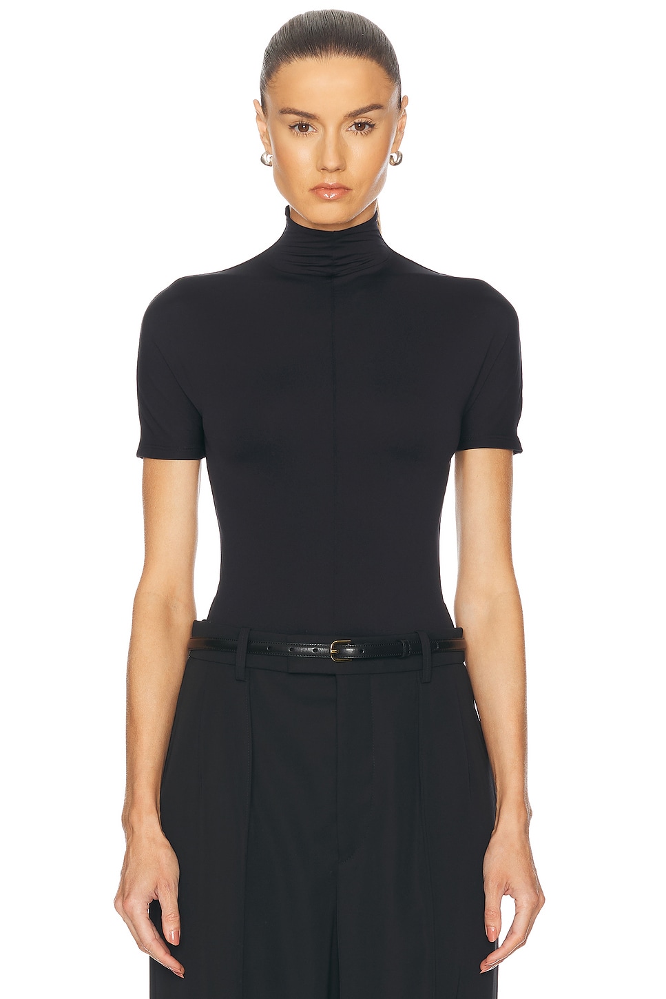 x Rosie Huntington-Whiteley RHW Short Sleeve Bodysuit in Black