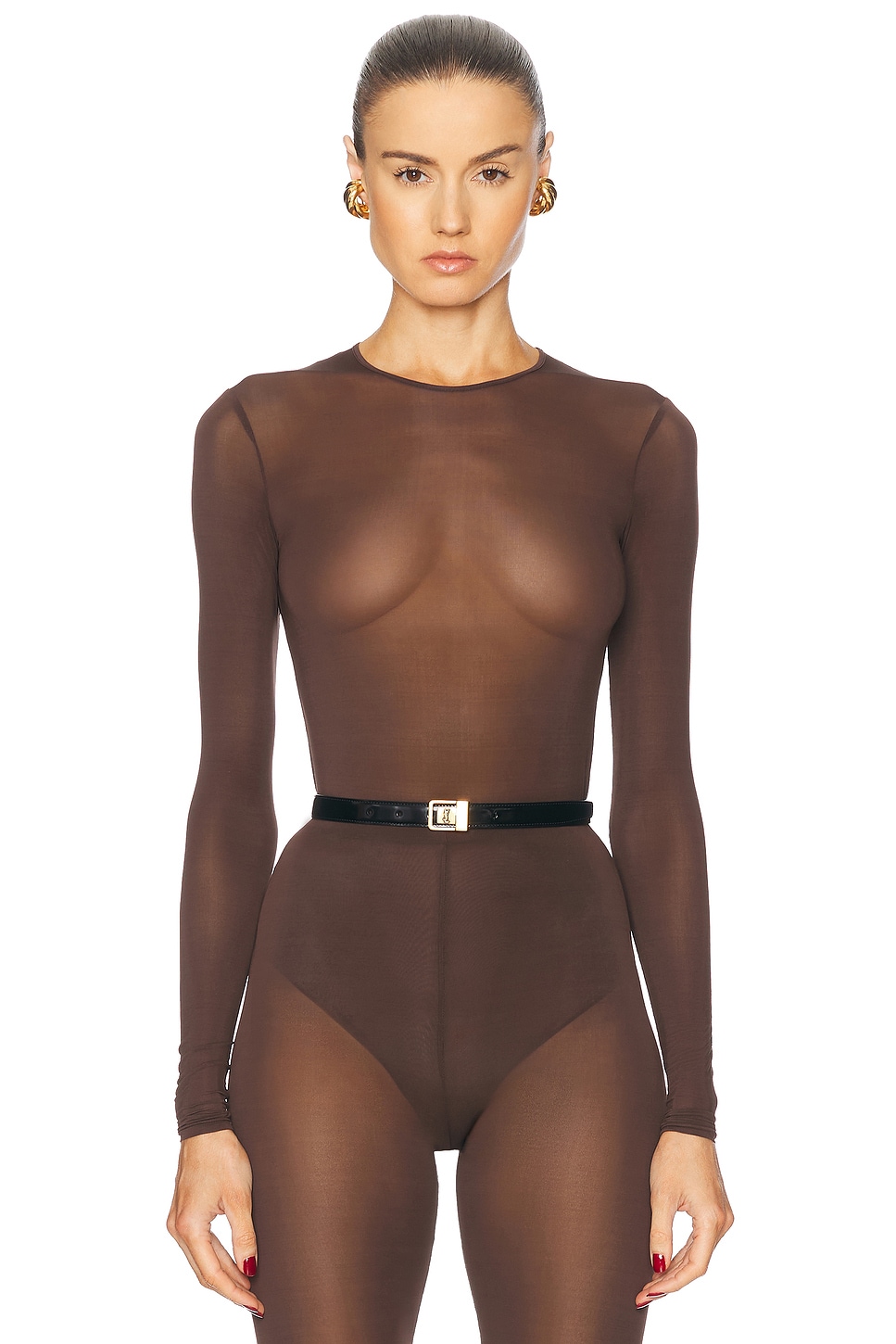 Sheer Bodysuit in Chocolate