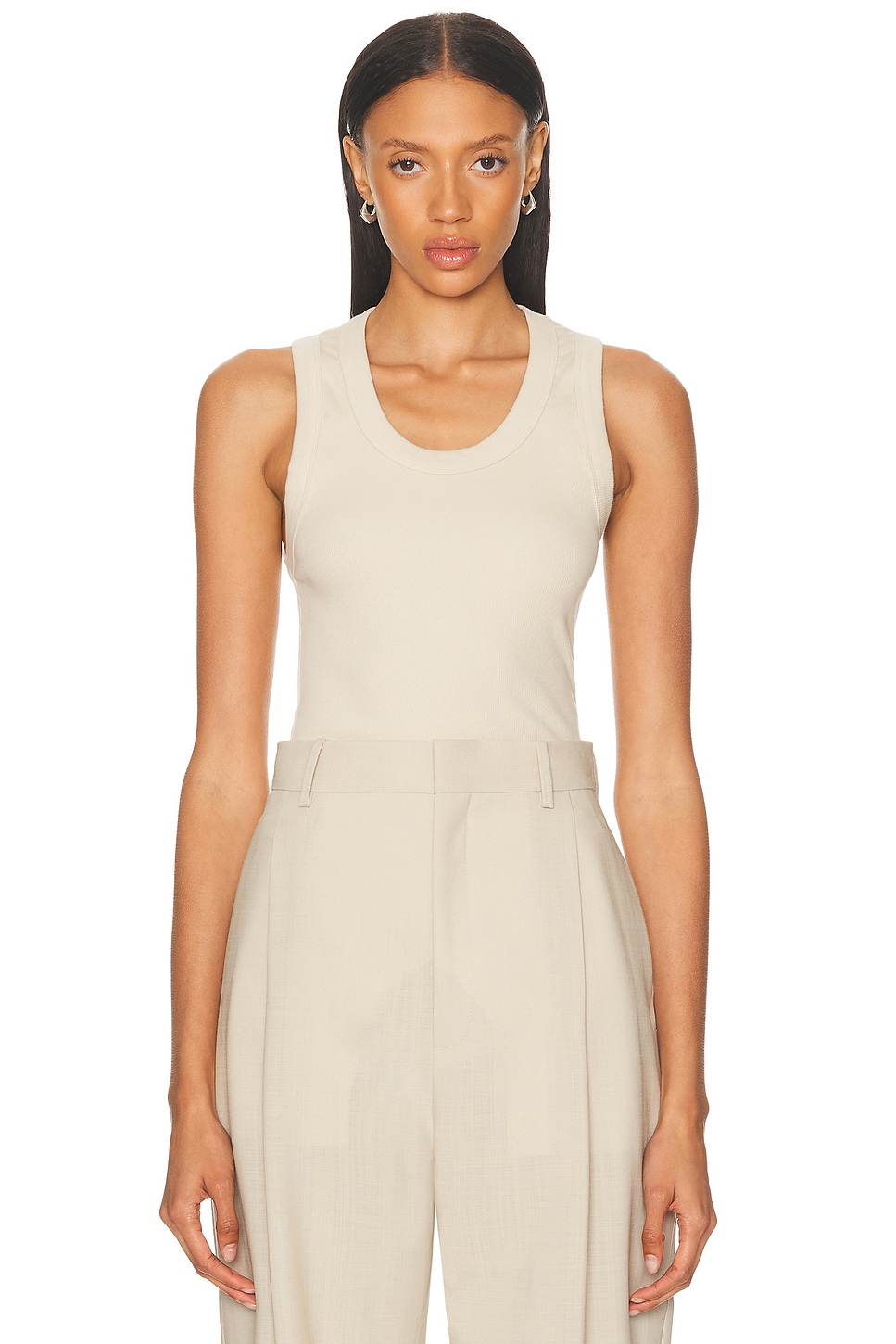 Wardrobe.nyc Cotton Blend Scoop Tank Top