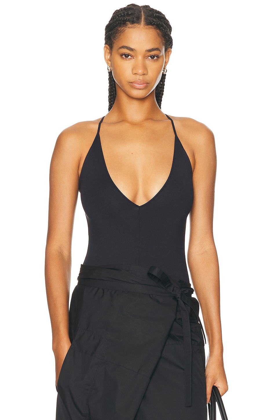 V-Neck Bodysuit in Black
