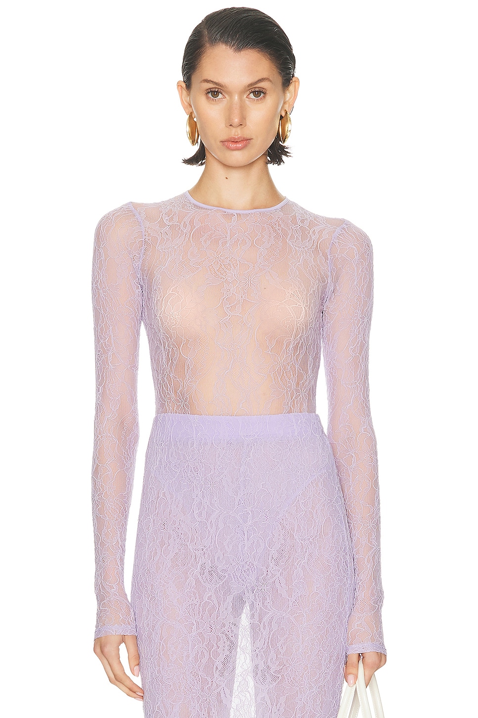 Image 1 of WARDROBE.NYC Lace Bodysuit in Lilac