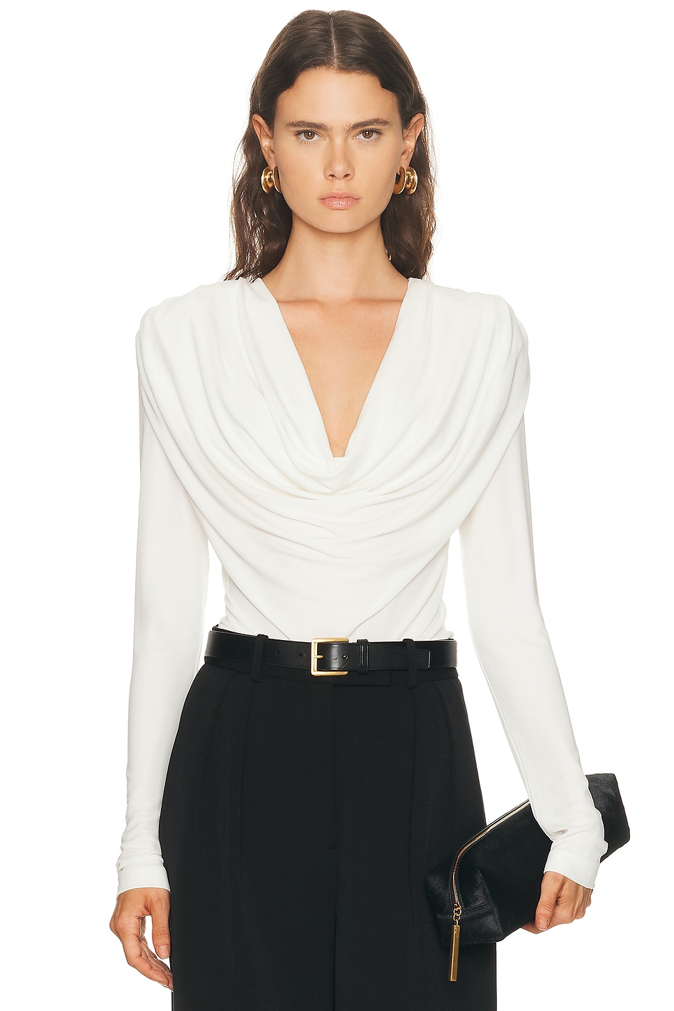 Image 1 of WARDROBE.NYC Evening Cowl Neck Top in White
