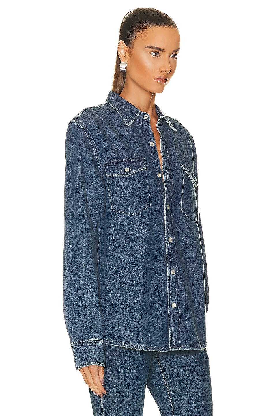 WARDROBE.NYC Denim Shirt in Indigo FWRD