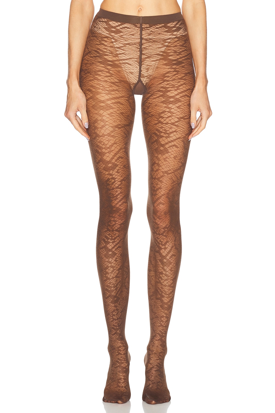 Snake Jacquard Tights in Brown