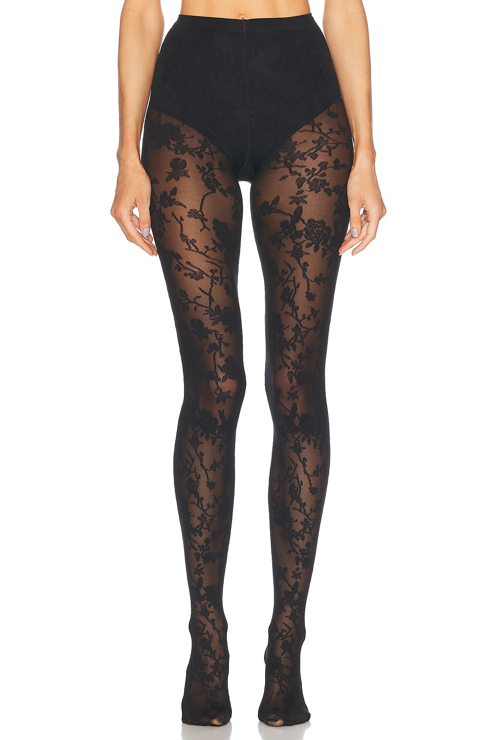 Flower Tights in Black