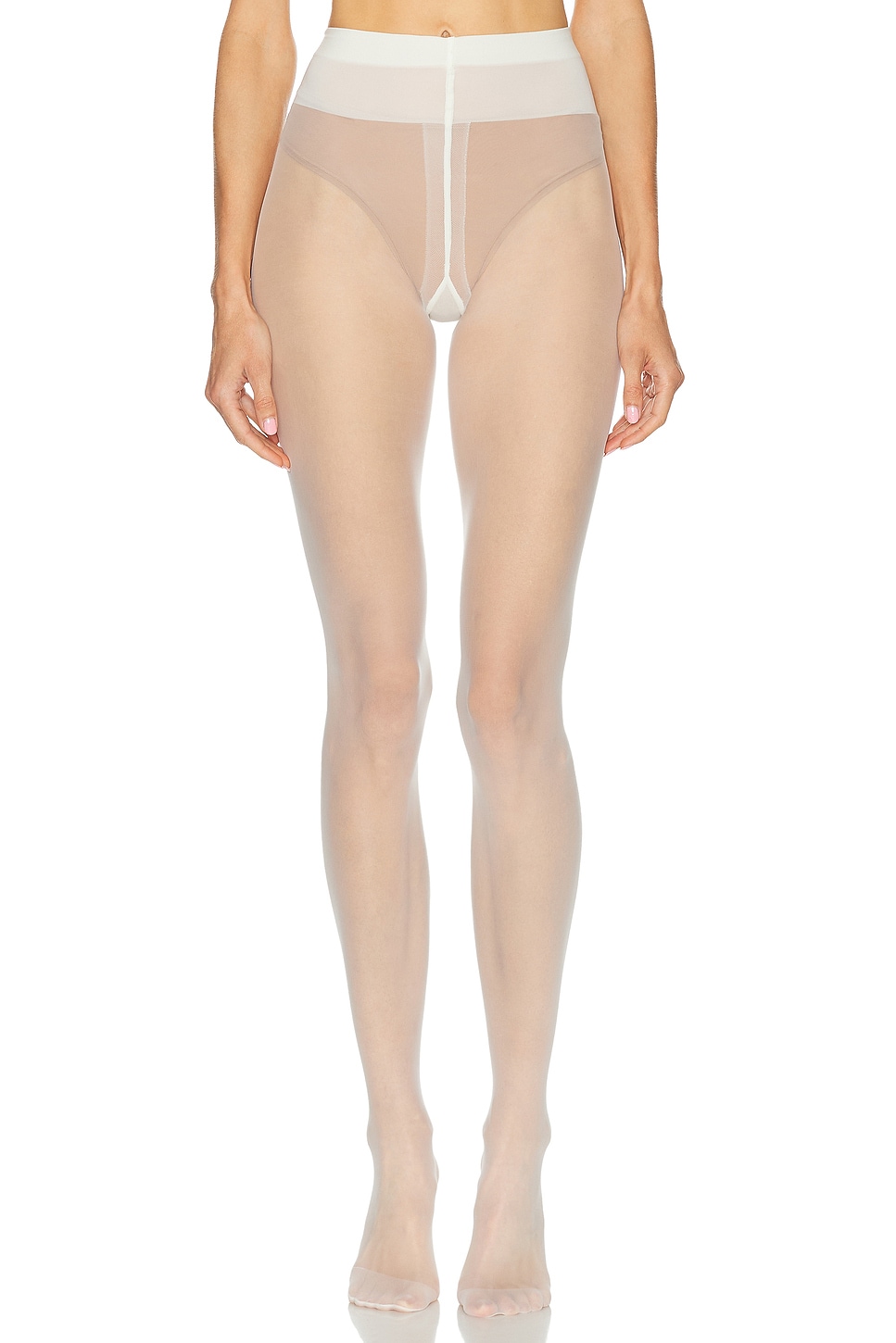 Wolford Individual 10 Back Seam Tights In White