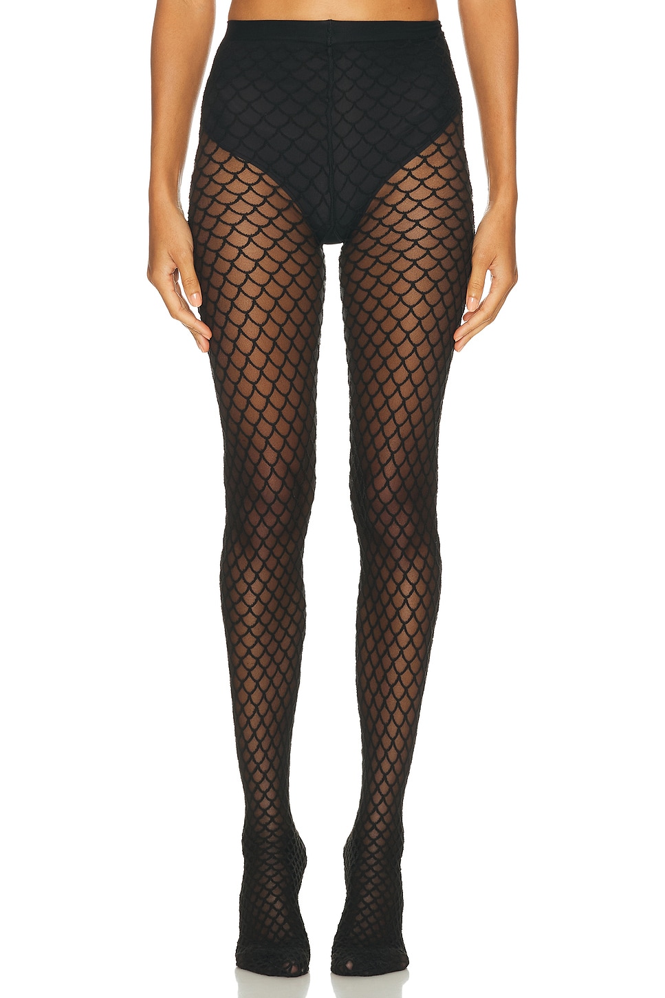 Wolford Velvet Net Illusion Tights In Black