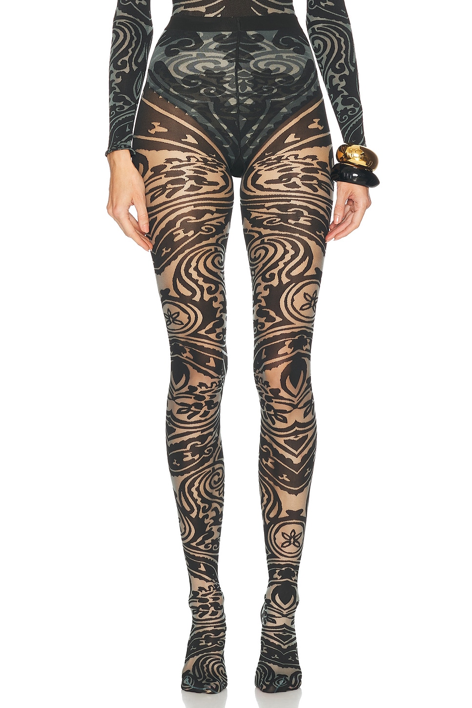 x Etro Body Tattoo Tights in Grey