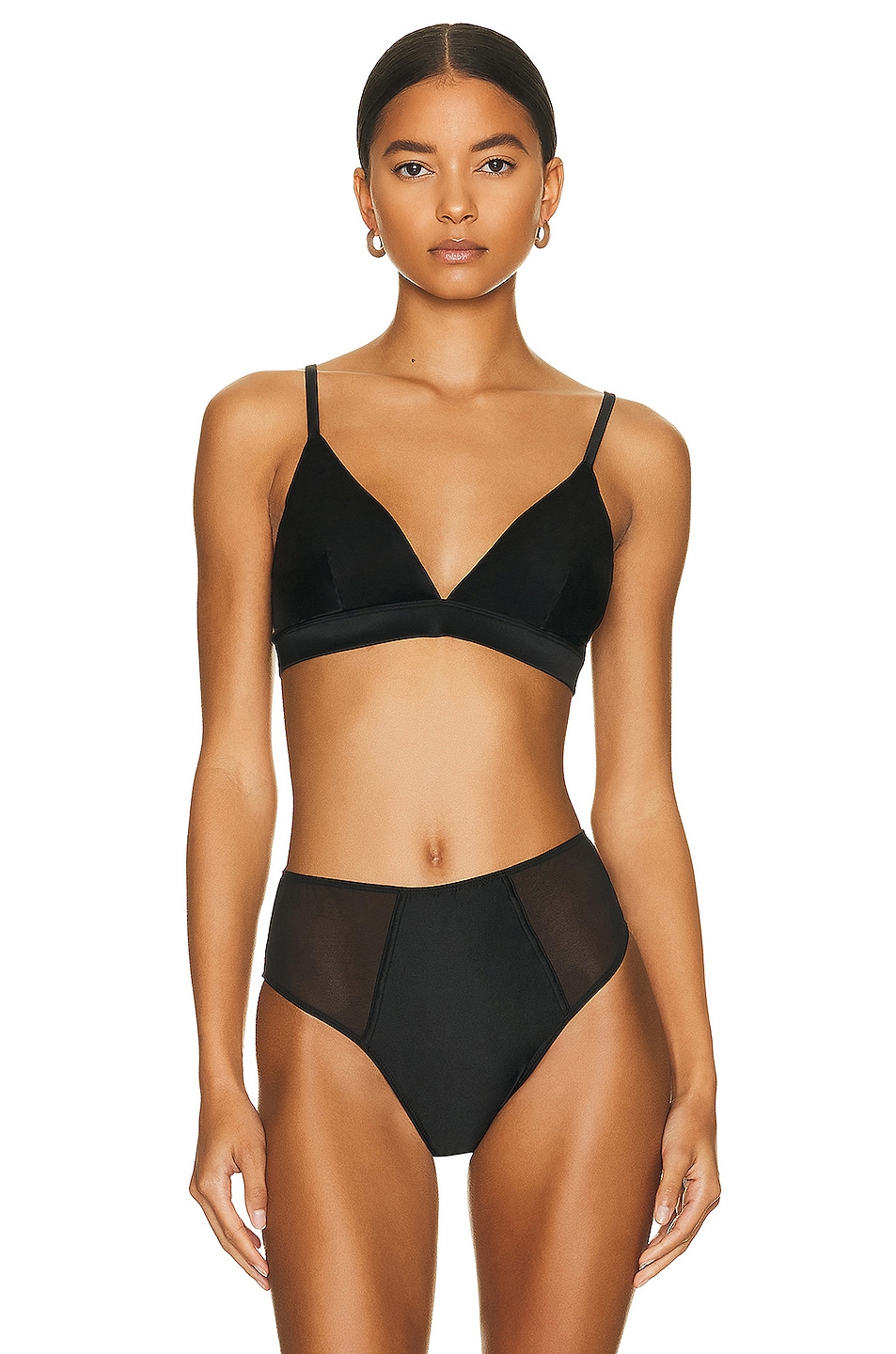 Image 1 of Wolford Stretch Silk Built Up Bralette in Jet Black