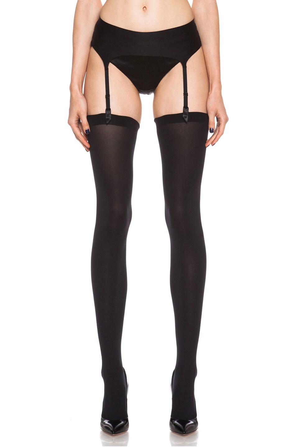 Image 1 of Wolford Satin Stocking Belt in Black
