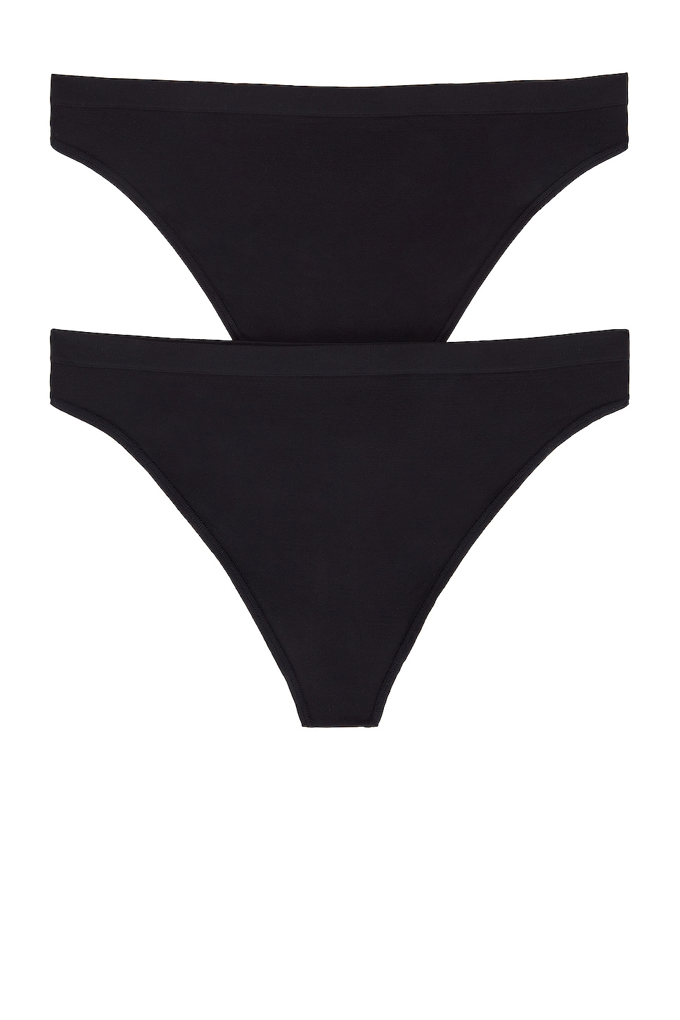 Image 1 of Wolford Individual Thong 2 Pack in Jet Black
