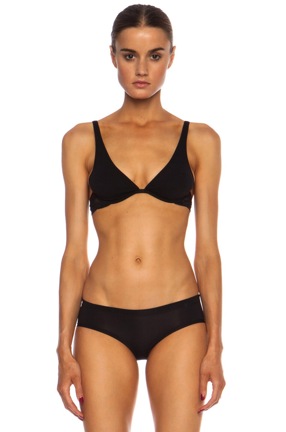 Image 1 of Wolford Velvet Lace Triangle Polyamide-Blend Bra in Black