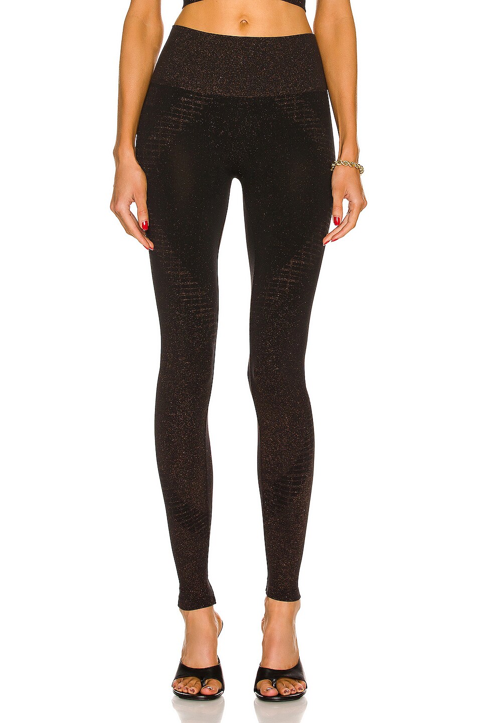 Image 1 of Wolford Shiny Grid Legging in Black & Copper