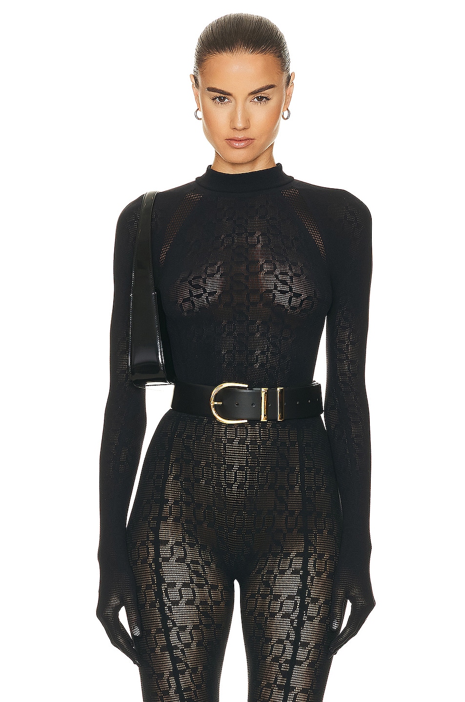 Image 1 of Wolford X Simkhai Warp Knit Long Sleeve Top in Black