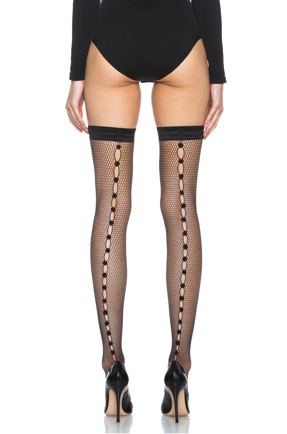 Image 1 of Wolford Zehra Stay Up Nylon-Blend Tights in Black