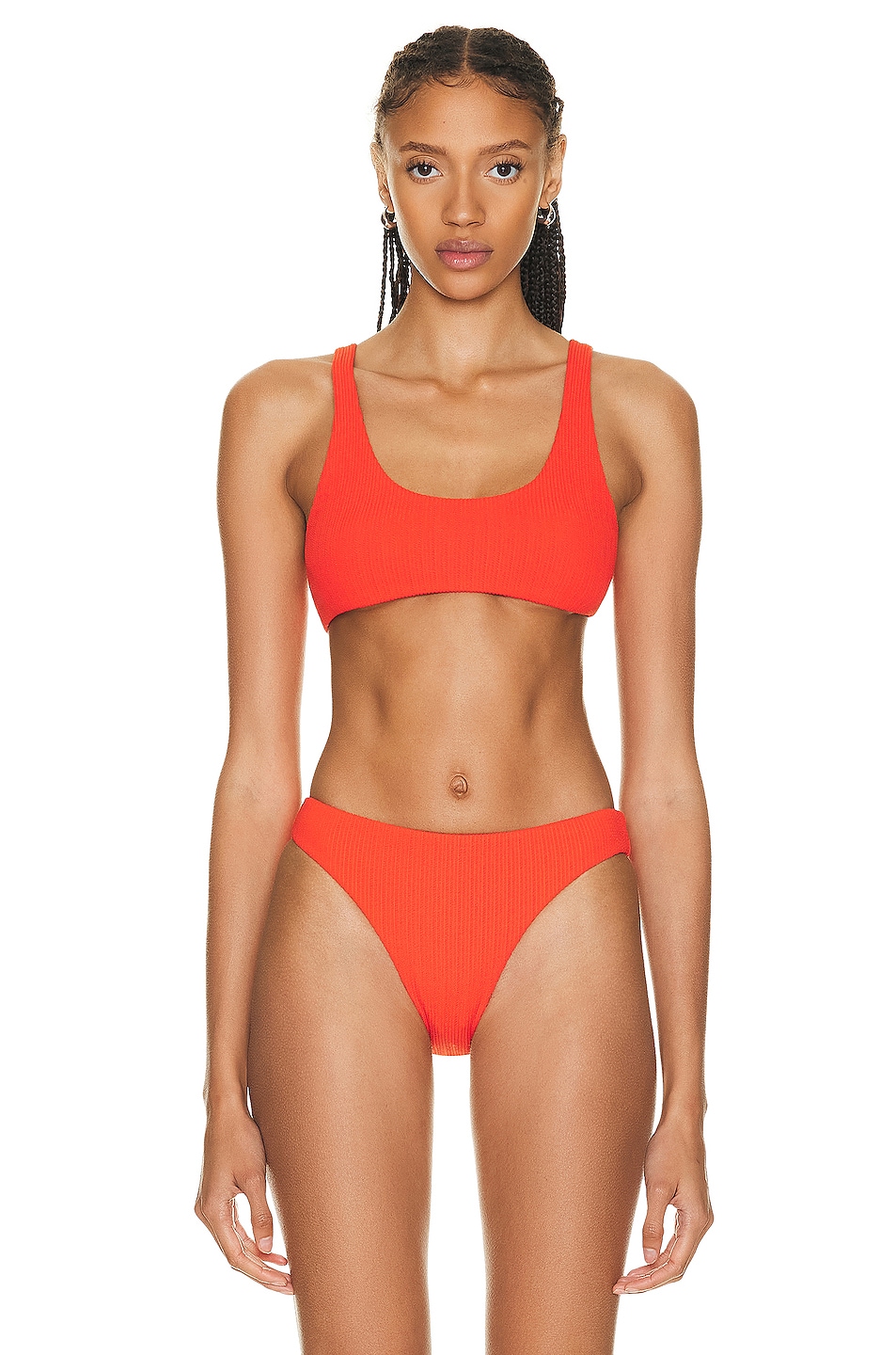 Image 1 of Wolford Scoop Neck Ultra Texture Bikini Top in Red Glow