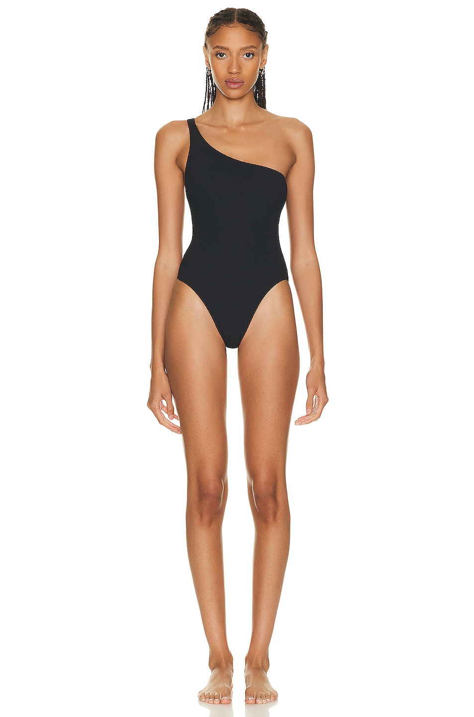 Image 1 of Wolford Ultra Texture High Leg One Piece Swimsuit in Black