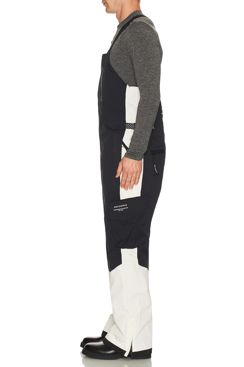 Image 1 of Whitespace 2L Cargo Insulated Bib Pant in Warm White & Black