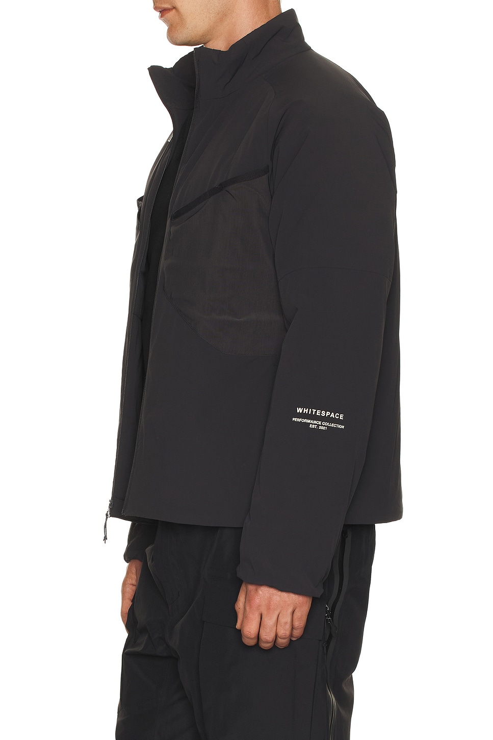 Whitespace Insulated Midlayer Cargo Jacket In Black