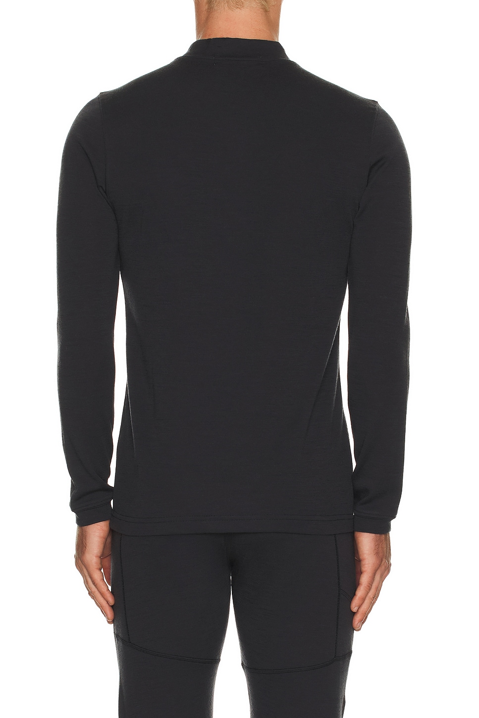 Whitespace Merino Mock Neck Baselayer T-shirt In Black