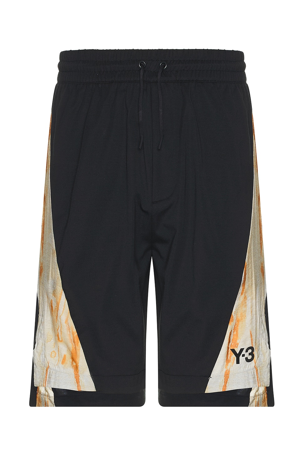 Image 1 of Y-3 Yohji Yamamoto Rust Dye Shorts in Black & Camo