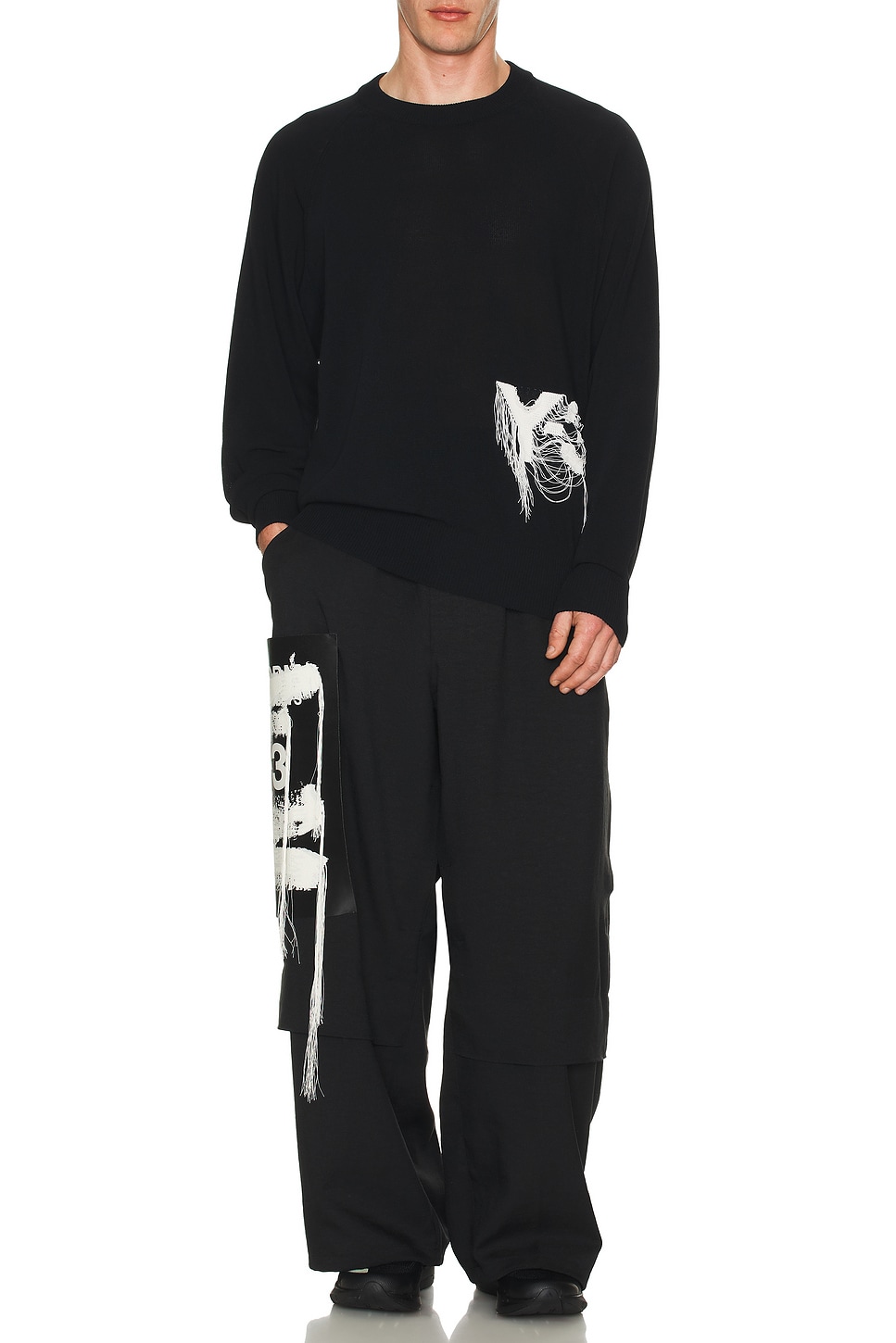 Image 1 of Y-3 Yohji Yamamoto Knit Crew in Black