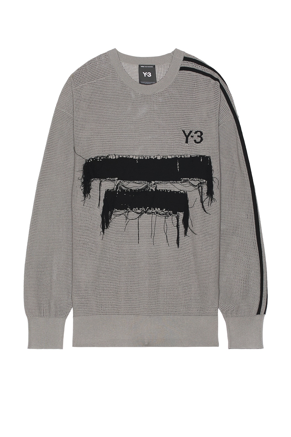 Image 1 of Y-3 Yohji Yamamoto Gfx Knit Crew in Ch Solid Grey