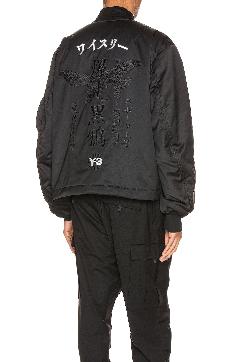 Image 1 of Y-3 Yohji Yamamoto Graphic Bomber Jacket in Black