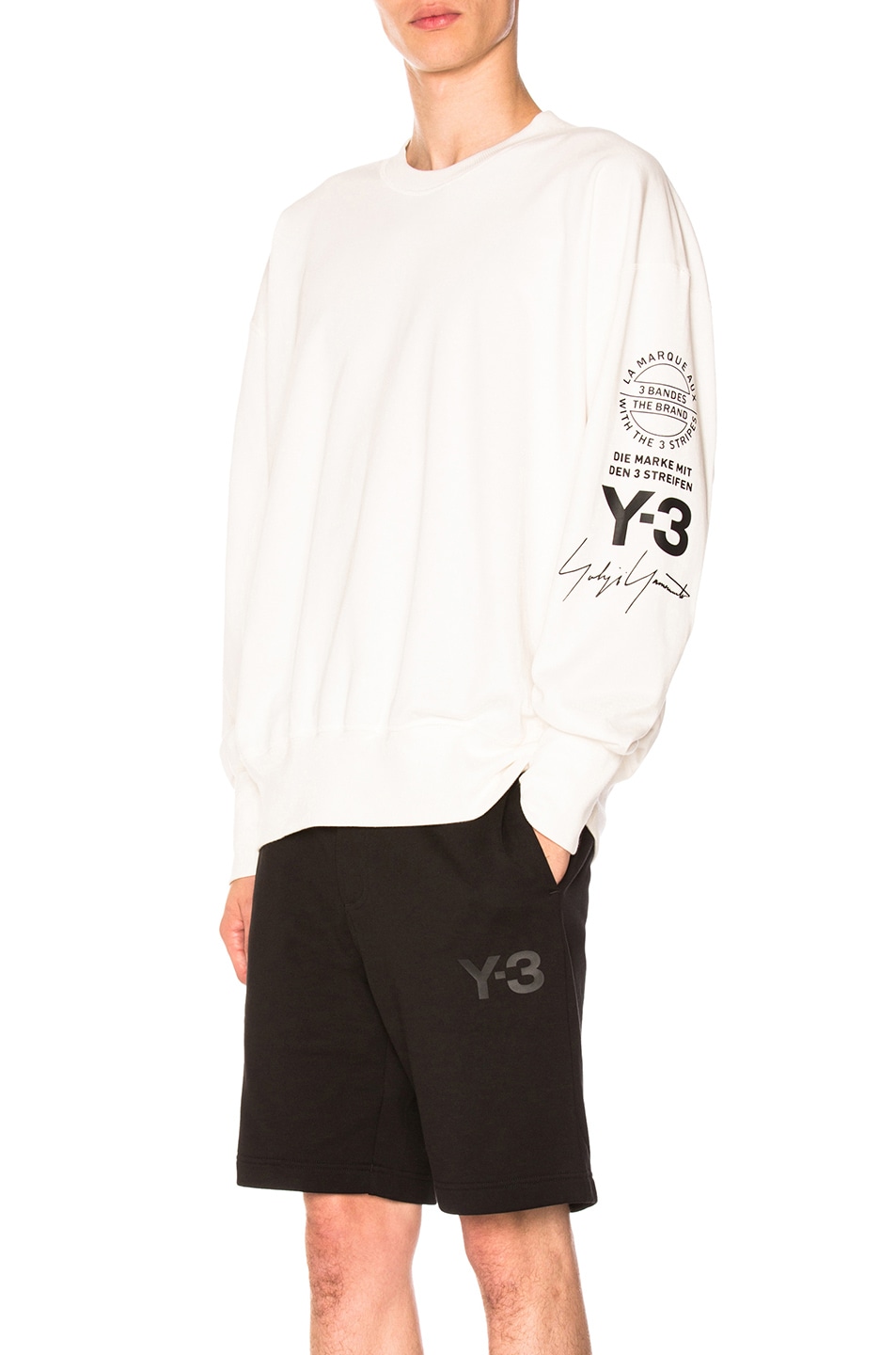 Image 1 of Y-3 Yohji Yamamoto Graphic Crew Sweater in White