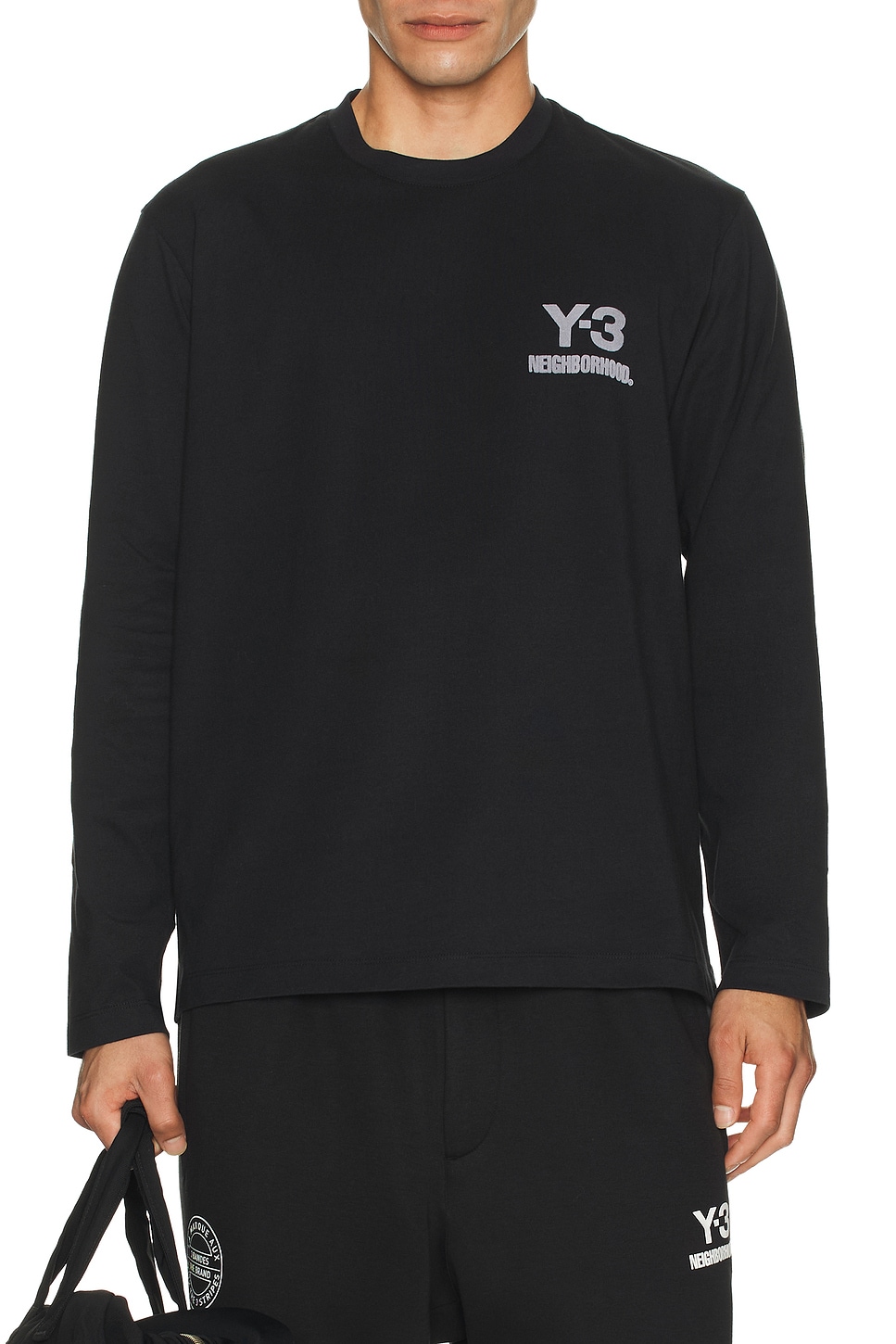 Y-3 Yohji Yamamoto X Nbhd Logo Long Sleeve Tee In Black