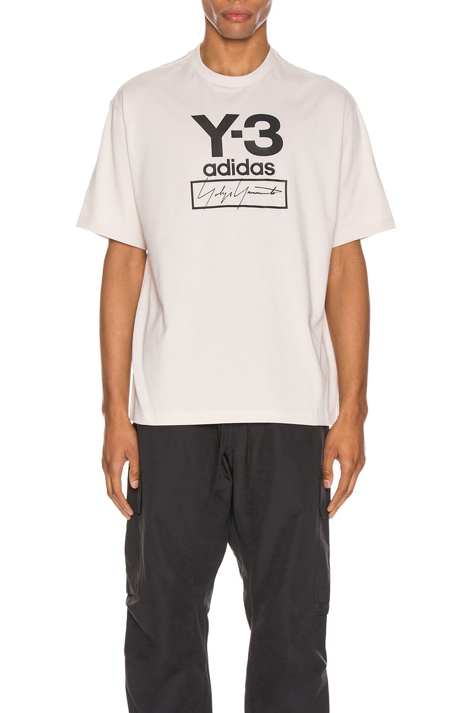 Image 1 of Y-3 Yohji Yamamoto Stacked Logo Tee in Ecru