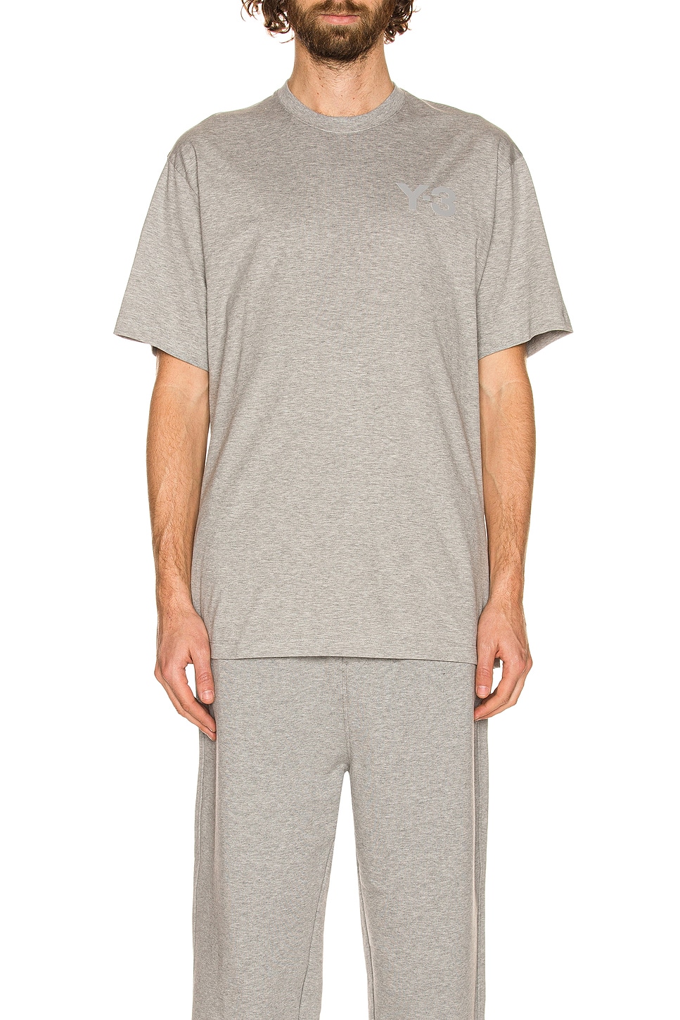 Image 1 of Y-3 Yohji Yamamoto Chest Logo Short Sleeve Tee in Medium Grey Heather
