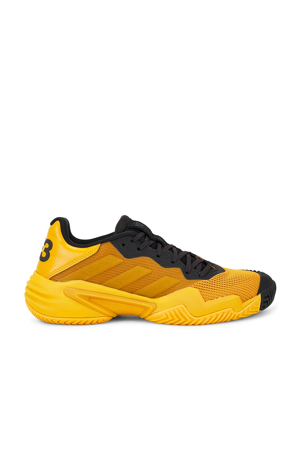 Image 1 of Y-3 Yohji Yamamoto Tennis Capsule Barricade 13 Sneaker in Collegiate Gold & Black