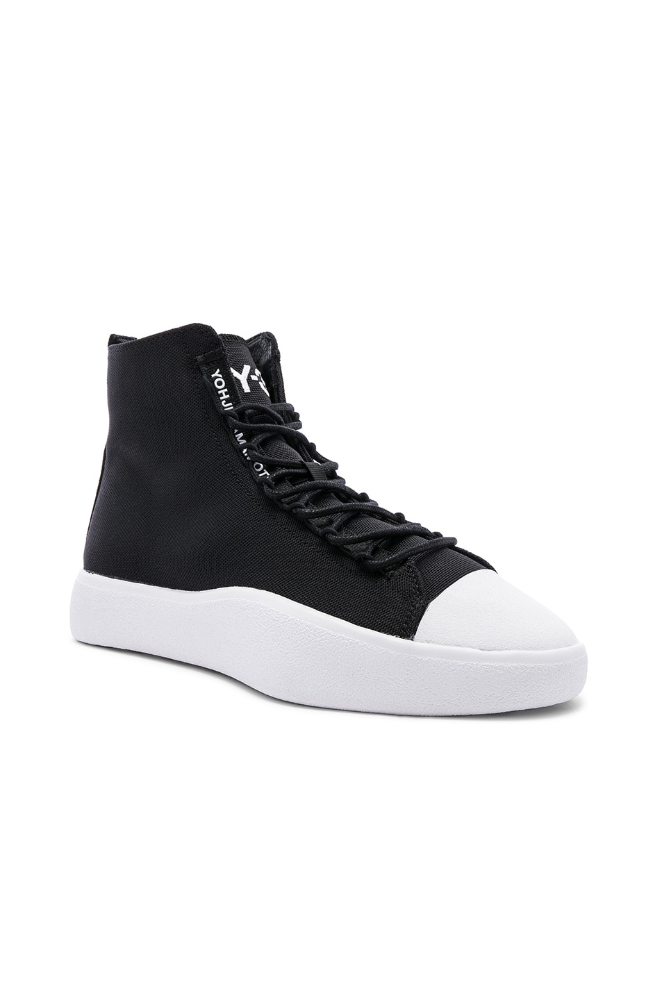 Image 1 of Y-3 Yohji Yamamoto Bashyo Hi-Top Sneaker in Core Black & White
