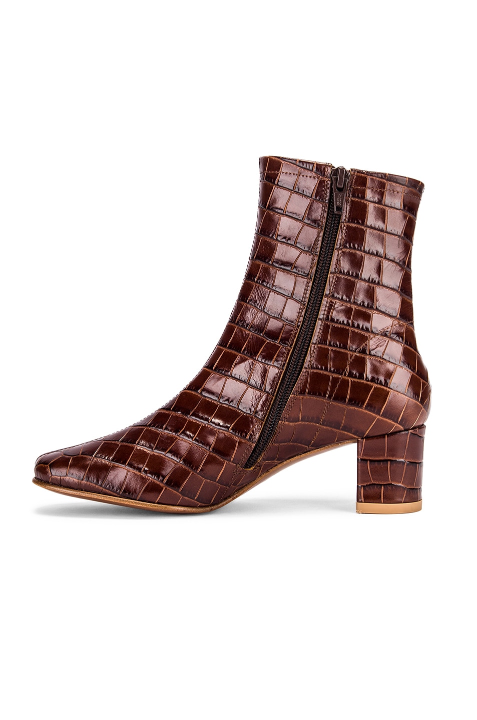 BY FAR Sofia Croco Embossed Leather Boot in Nutella | FWRD