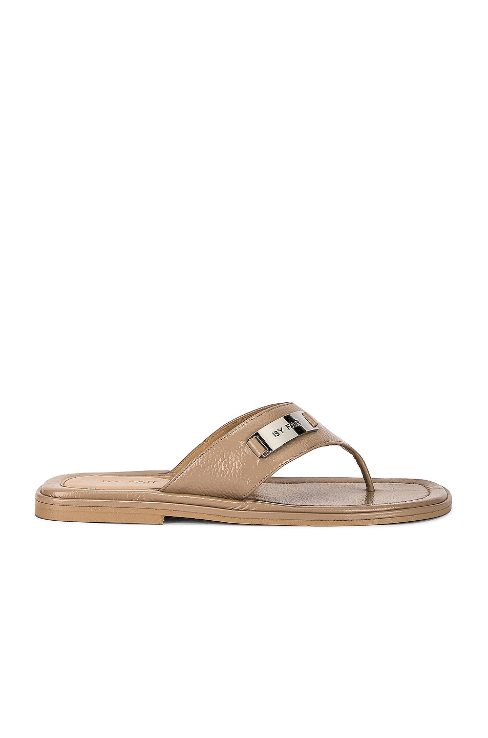 Image 1 of BY FAR Zizi Gloss Grained Leather Sandal in Khaki